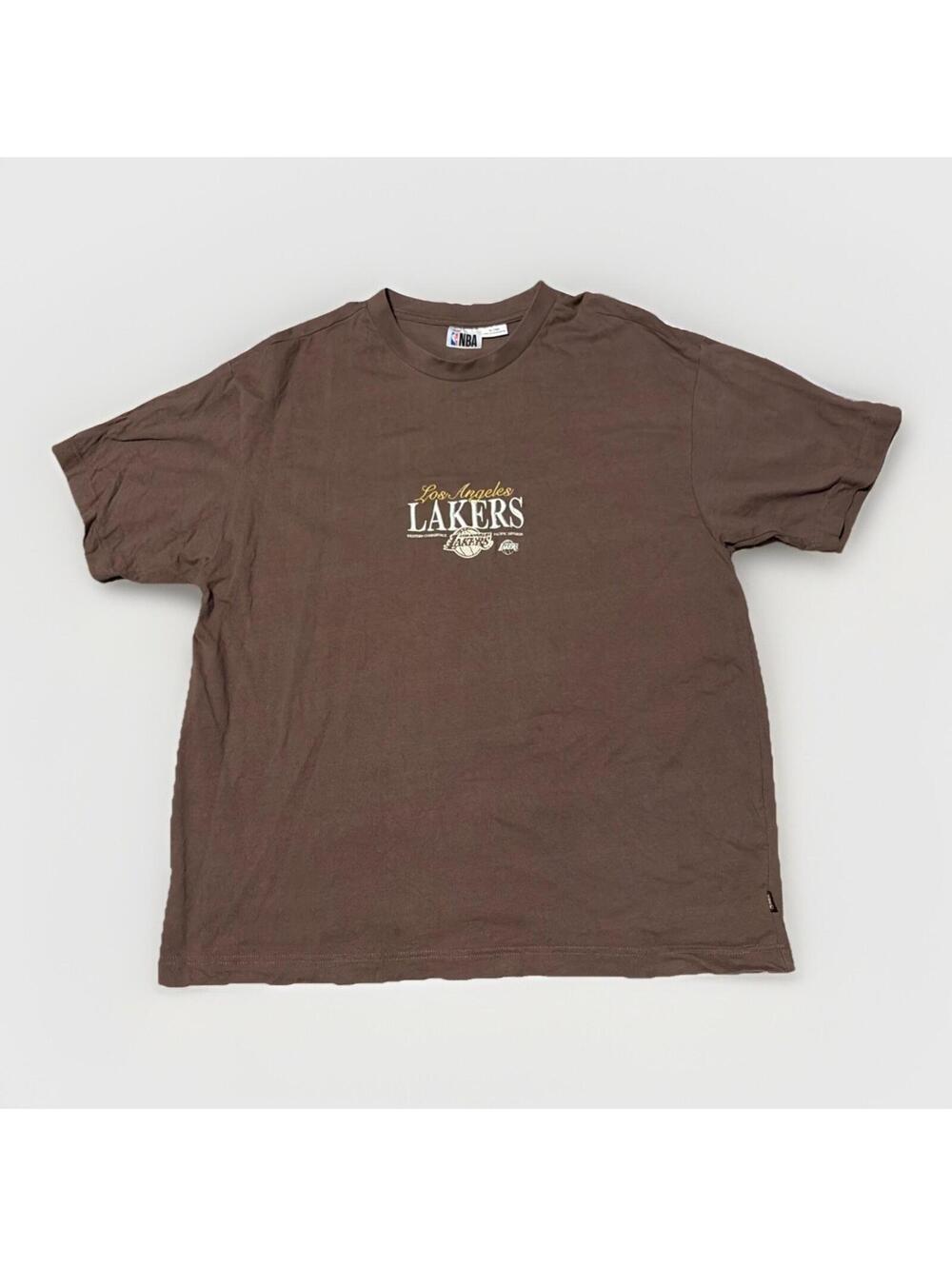 Vintage NBA Laker's Los Angeles Brown T-Shirt Size XL Sand Knit Basketball Vtg